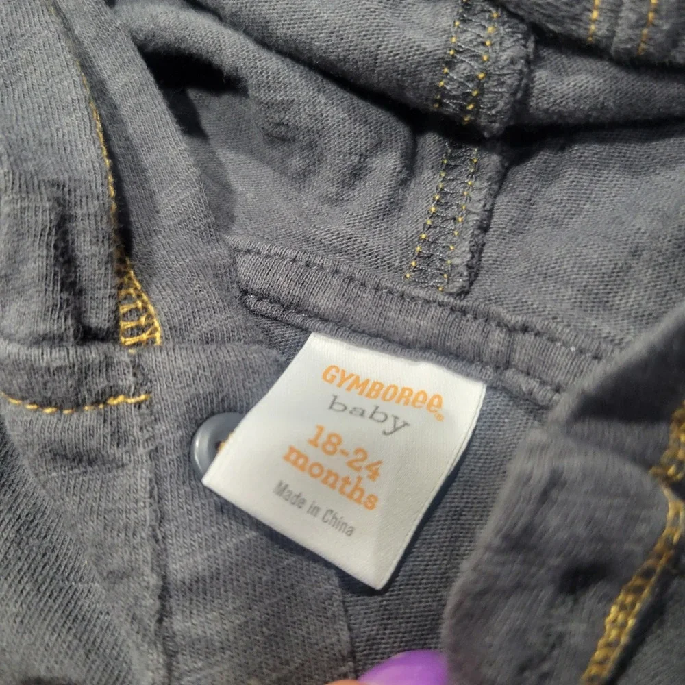 Gymboree Outfit Set Baby Boys 18-24M Yellow Grey Construction Truck Hoodie Pants